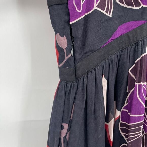 Anthropologie Let Me Be Multicolor Lined V-Neck Floral Midi Dress Size Small - Picture 7 of 13